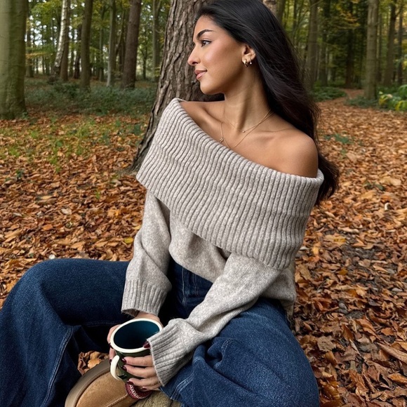 Abercrombie & Fitch Sweaters - Abercrombie & Fitch off the shoulder knit sweater Large
